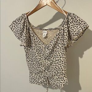 Floral Print Women's Top - Black and White